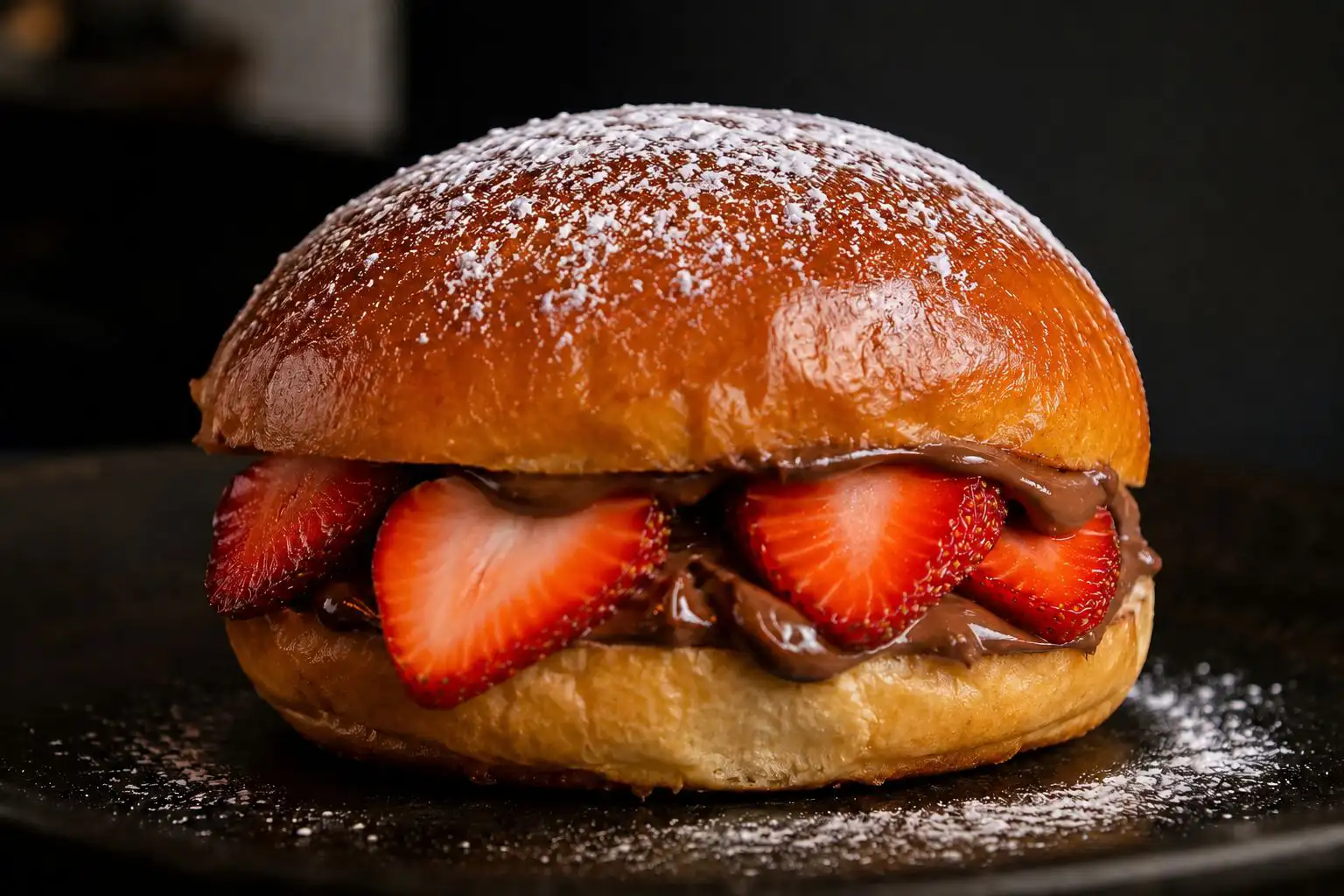Warm Nutella & Strawberries Brioche